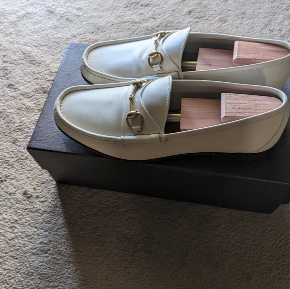 Men's Gucci White Horsebit Loafers